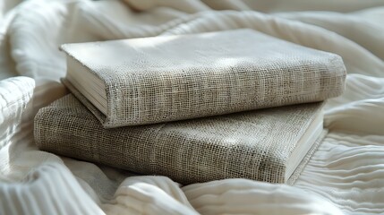 Clean and Modern Beige Journal Mockup on Fabric Background