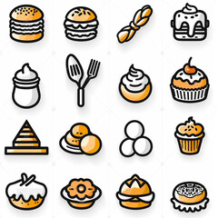 Bread maker icon set simple design