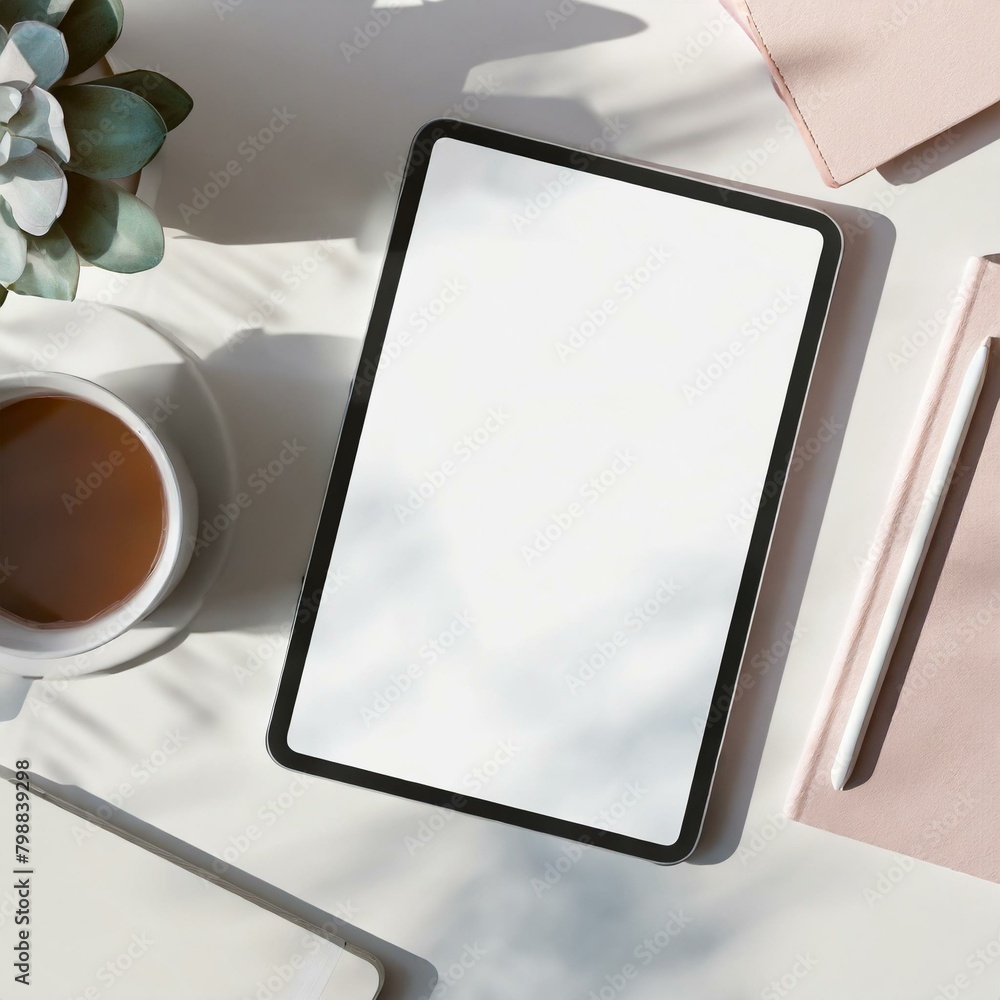 Poster tablet mockup for application presentation, web design or user interface design - template for repre