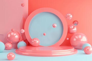Pastel Spheres and Geometric Shapes on Abstract Background
 - obrazy, fototapety, plakaty