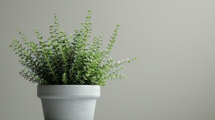 A beautiful minimalist photo of a green plant in a white pot.