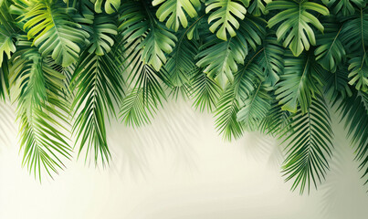 Fototapeta na wymiar tropical leaves hanging down background wallpaper