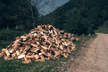 Beautiful sunrise in mountains with white fog below panorama