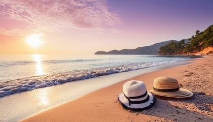 Fototapeta na wymiar beautiful mediterranean tropical beach sunrise background; summer vacation, holidays, travel concept