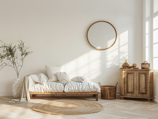 Chic interiors with minimalistic decor and natural lighting. Interior design composition with...