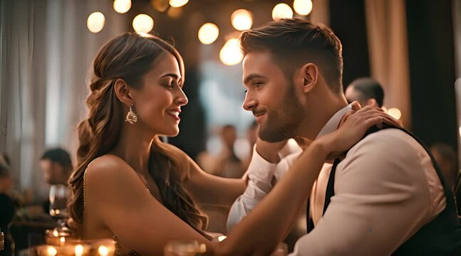 Junges Paar auf romantischer Party