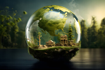 World Environment Day - Sustainable greenery and clean nature for the entire planet earth. - obrazy, fototapety, plakaty