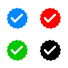 check mark vector collection.blue tick,green tick,red tick and black tick.approved sign vector icon set