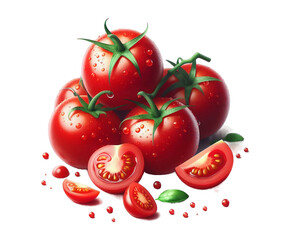 Fresh Cherry tomato cut out on a transparent background