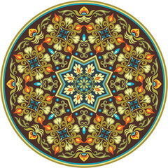 Vector abstract decorative round floral ethnic ornamental illustration