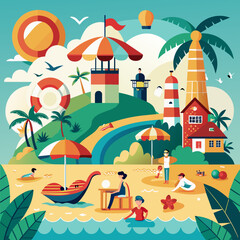 Naklejka premium beach with palms