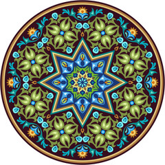 Vector abstract decorative round floral ethnic ornamental illustration