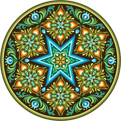 Vector abstract decorative round floral ethnic ornamental illustration