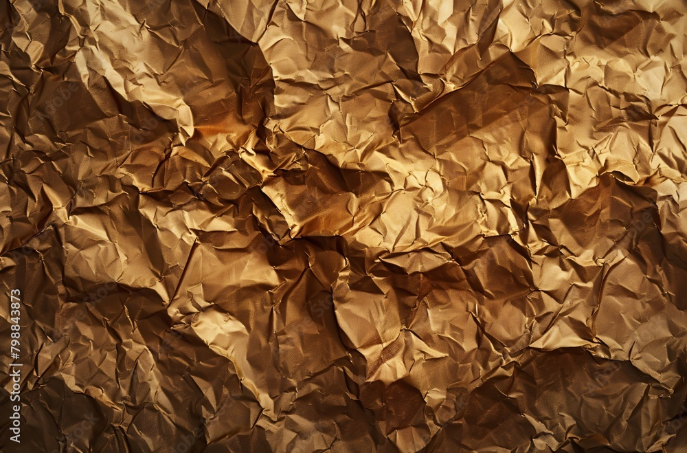 Poster abstract background with golden crumpled paper texture