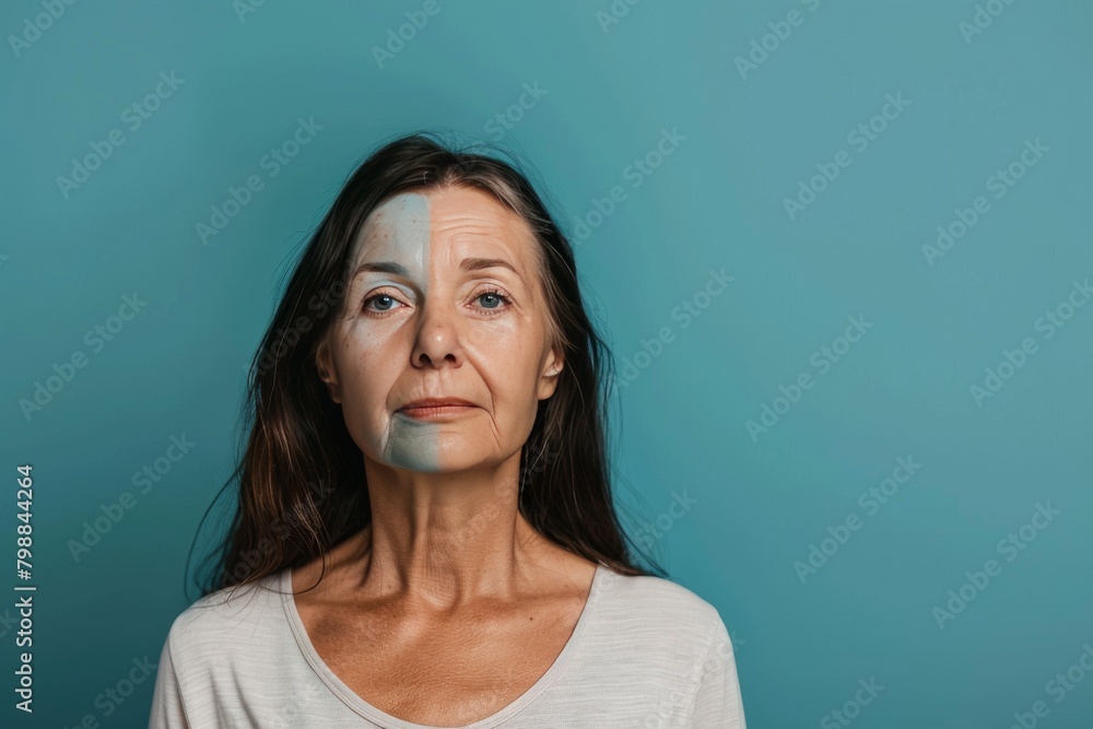 Poster premature aging management strategies blend with aging psychological health insights; active ageing 