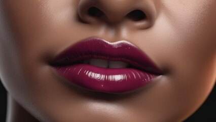 Obraz premium Women's lips with lipstick. An advertising banner.