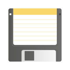 Diskette or floppy disk is an old medium to store information on retro computers. Diskette with place for text Vector illustration. 