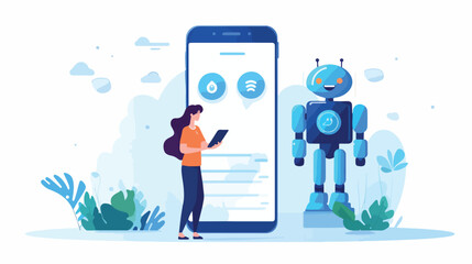 Customer and chatbot communication concept. Robot A