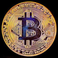 Bitcoin sur fond noir