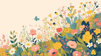 Floral vertical card design. Botanical postcard wit