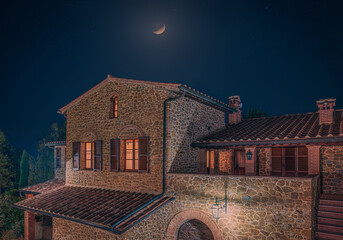italian medieaval village under starry sky