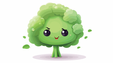 Cute broccoli neutral expression. Funny food vegeta