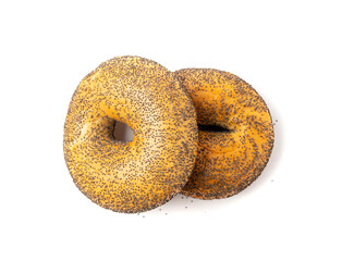 Poppy Seed Bagel Isolated, One Round Bread Bun, Poppyseed Wheat Bakery for Breakfast