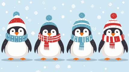 Cute cartoon penguin seamless pattern. Funny arctic