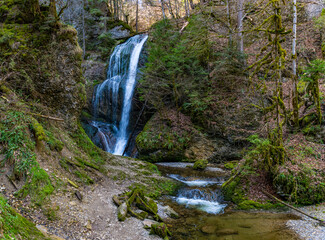 Beautiful spring hike to the Niedersonthofen waterfall in the Allgau