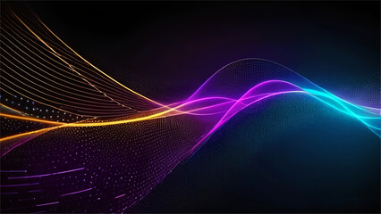 Lines with dots technology background with wave