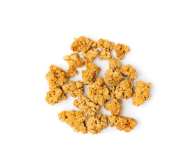 Granola Pile Isolated, Cereal Breakfast with Almonds and Chocolate Chips, Seeds and Oat Flakes