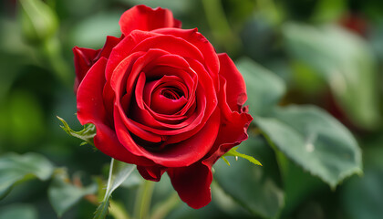Beautiful red rose flower, closeup