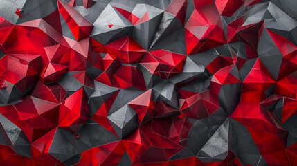 Geometric Art in Ruby Red against Slate Grey