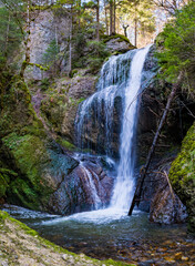Beautiful spring hike to the Niedersonthofen waterfall in the Allgau