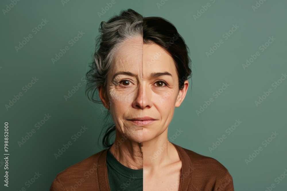 Poster before after wrinkles in aging support discussions focus on cream and contrast considerations; menta