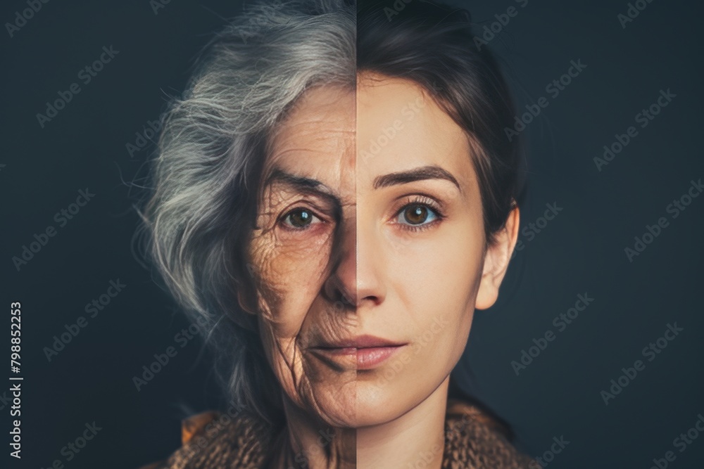 Poster before after wrinkles enhance mental and physical health in aging; cream and contrast considerations