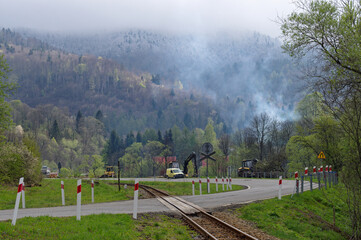 Zamarznięte drzewa wiosną, Bieszczady.