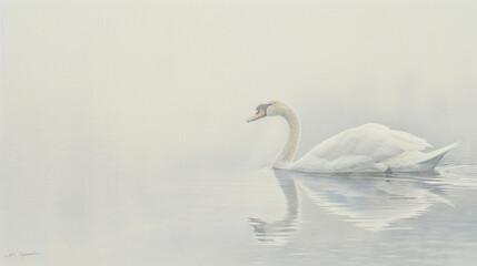 Majestic White Swan Gliding on Water