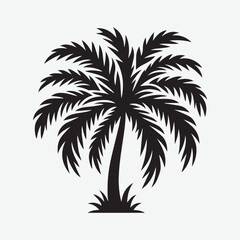 A Bold Graphic Palm Tree Silhouette. Detailed palm and coconut tree silhouette illustrations in black is perfect for adding a touch of tropical paradise to your design projects.