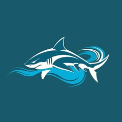 Obraz premium Blue and White Shark Swimming With Long Tail