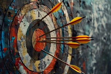 Arrows Penetrating a Bullseye Target Symbolizing Successful Market Capture and Business Growth Strategy