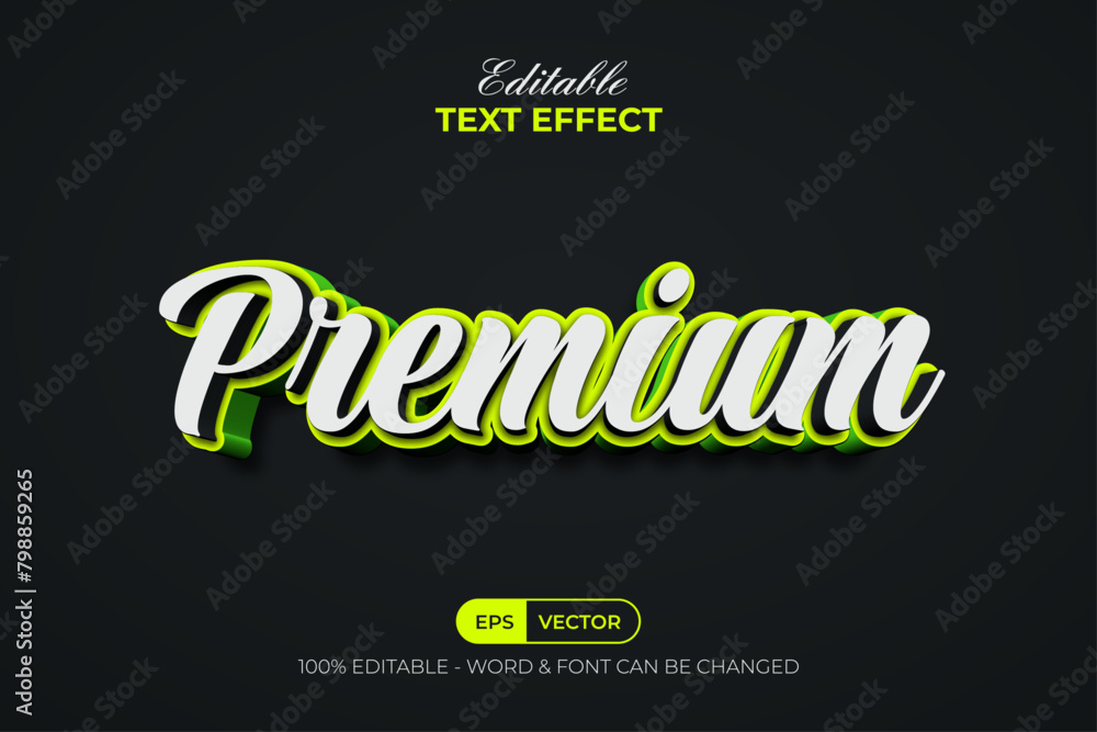 Poster green premium text effect 3d style. editable text effect.