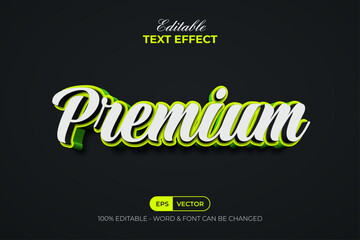 Green Premium Text Effect 3D Style. Editable Text Effect.