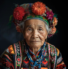 Fototapeta premium a portrait of a 50 year old traditional woman from the dai tribal group in China