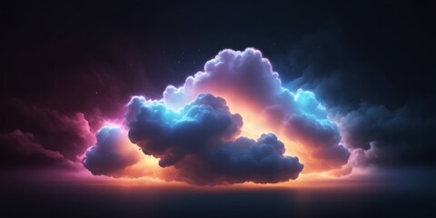 Glowing cloud on black background
