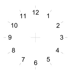 picture of a clock with only numbers, without hands, for graphic compositions and numerical...