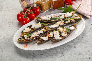 Grilled eggplant with feta cheese
