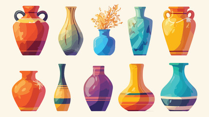 Ceramic painted vase. Glossy enameled porcelain ves - obrazy, fototapety, plakaty