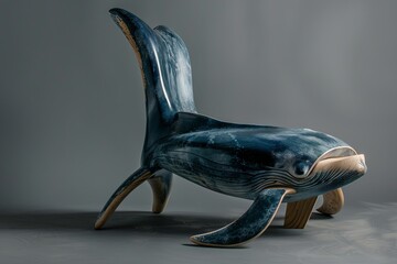 Fototapeta premium chair made of blue whale, surrealism, creative furniture design