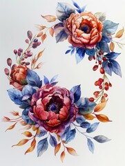 Watercolor Floral Bouquet Elegance - obrazy, fototapety, plakaty